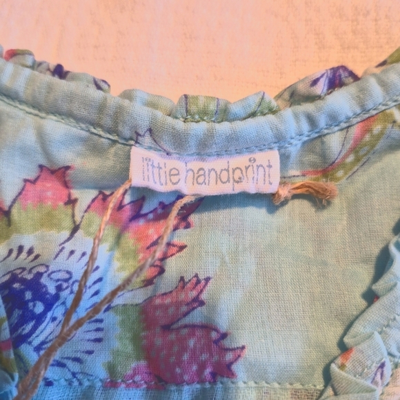 Little Handprint girls size 6X wrap dress pretty floral pattern, lt blue  NWT - Picture 4 of 6